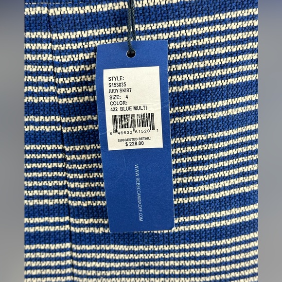 Rebecca Minkoff Asymmetrical Blue Striped Zipper Front Mini Skirt Size 4 - Picture 4 of 6